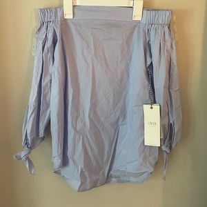 Off the shoulder blue top